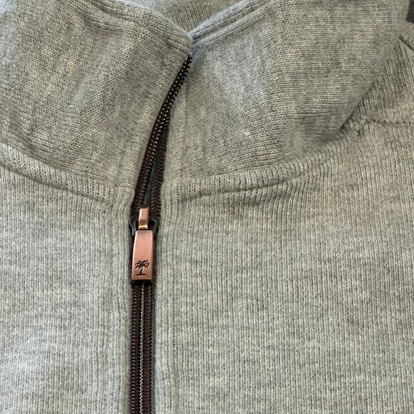 Tommy‎ Bahama Relax Gray Mens XL Quarter Zip Plain Minimalist Ribbed Sweatshirt - Picture 10 of 14